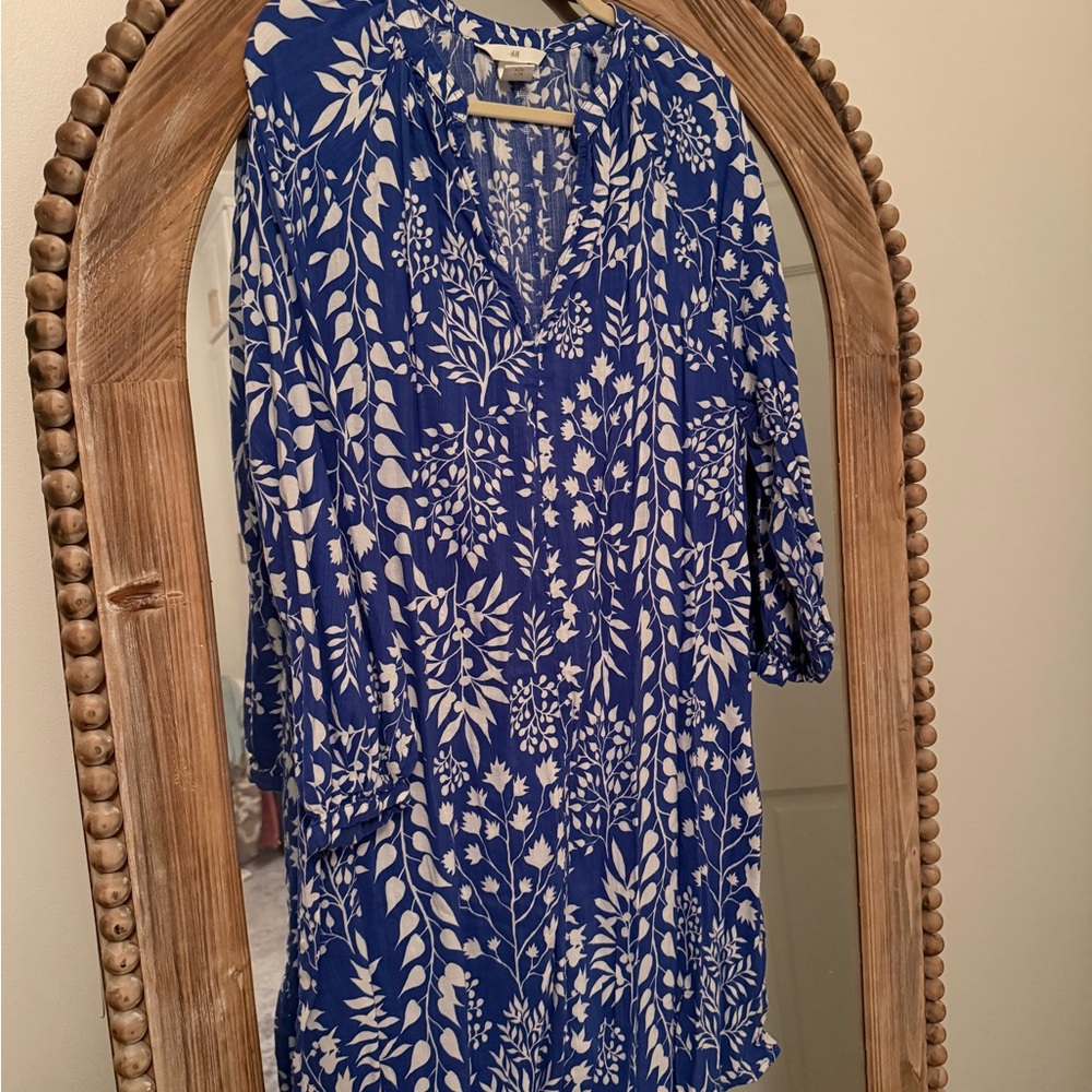 Blue and White Floral Dress